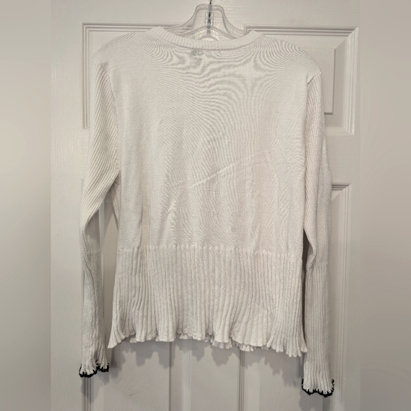 NIC+ZOE white cotton Blend black button closure ribbed Cardigan sweater plus XXL - Picture 2 of 9